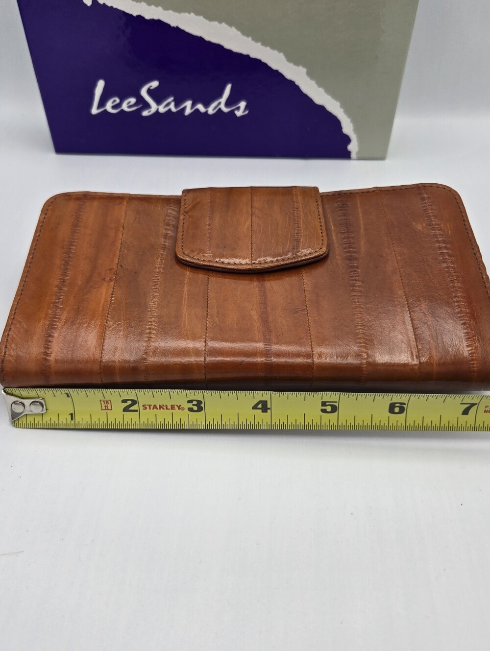Lee Sands Brown Tan Genuine Eelskin Continental Wallet Vintage Clutch - Picture 13 of 14